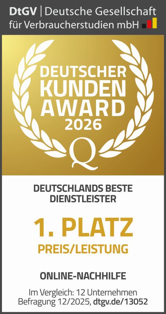 Deutscher Kunden-Award 2026“ gostudent.org Online-Nachhilfe den ersten Platz in der Kategorie Preis/Leistung erzielt.